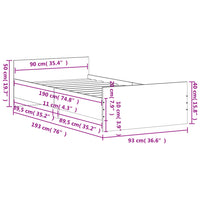 Bettgestell ohne Matratze Braun Eiche 90x190 cm Holzwerkstoff