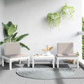 3-tlg. Garten-Lounge-Set mit Kissen Weiß PP
