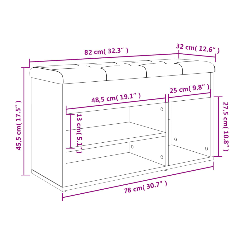 Schuhbank Weiß 82 x 32 x 45,5 cm Holzwerkstoff