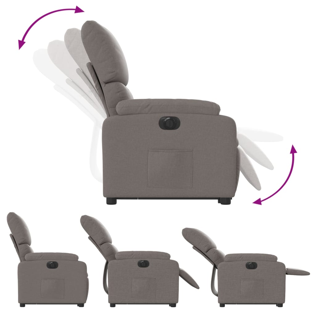 Relaxsessel mit Aufstehhilfe Elektrisch Taupe Stoff