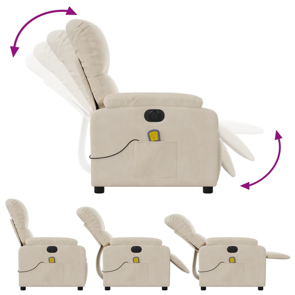 Massagesessel Elektrisch Beige Mikrofasergewebe