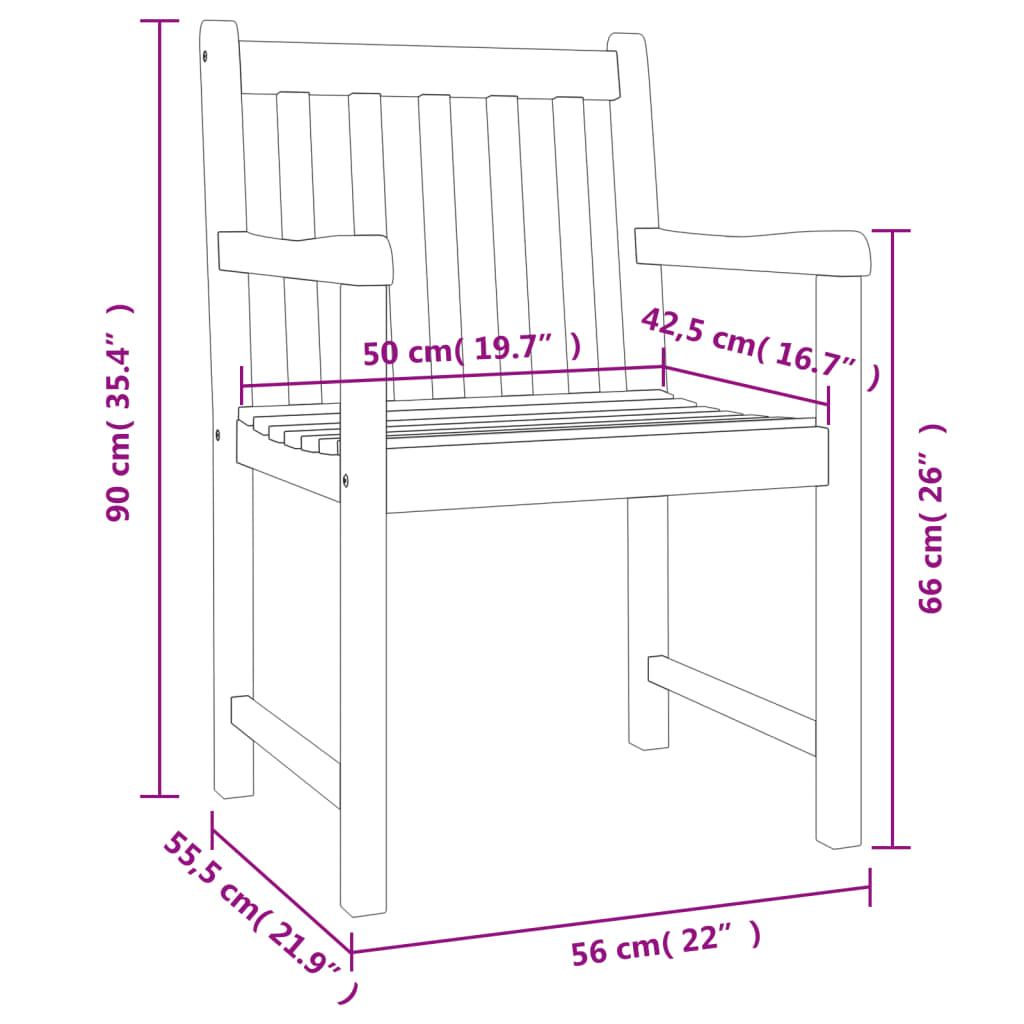 Gartenstühle 4 Stk. 56x55,5x90 cm Massivholz Akazie