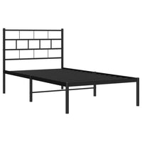 Bettgestell mit Kopfteil Metall Schwarz 75x190 cm