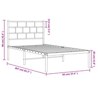 Bettgestell mit Kopfteil Metall Schwarz 90x200 cm