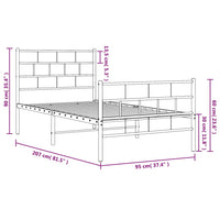 Bettgestell mit Kopf- und Fußteil Metall Schwarz 90x200 cm