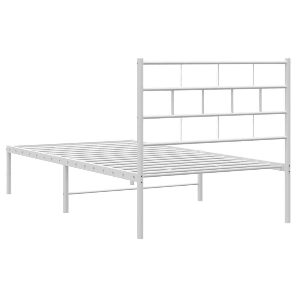 Metallbett ohne Matratze mit Kopfteil Weiß 75x190 cm