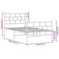 Bettgestell mit Kopf- und Fußteil Metall Weiß 90x200 cm