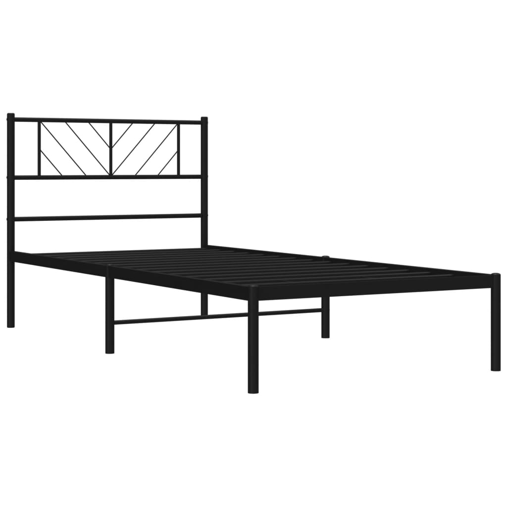 Bettgestell mit Kopfteil Metall Schwarz 75x190 cm