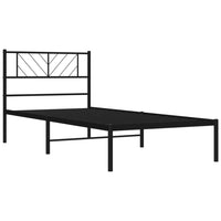 Bettgestell mit Kopfteil Metall Schwarz 75x190 cm