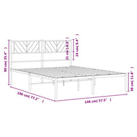 Bettgestell mit Kopfteil Metall Schwarz 140x190 cm