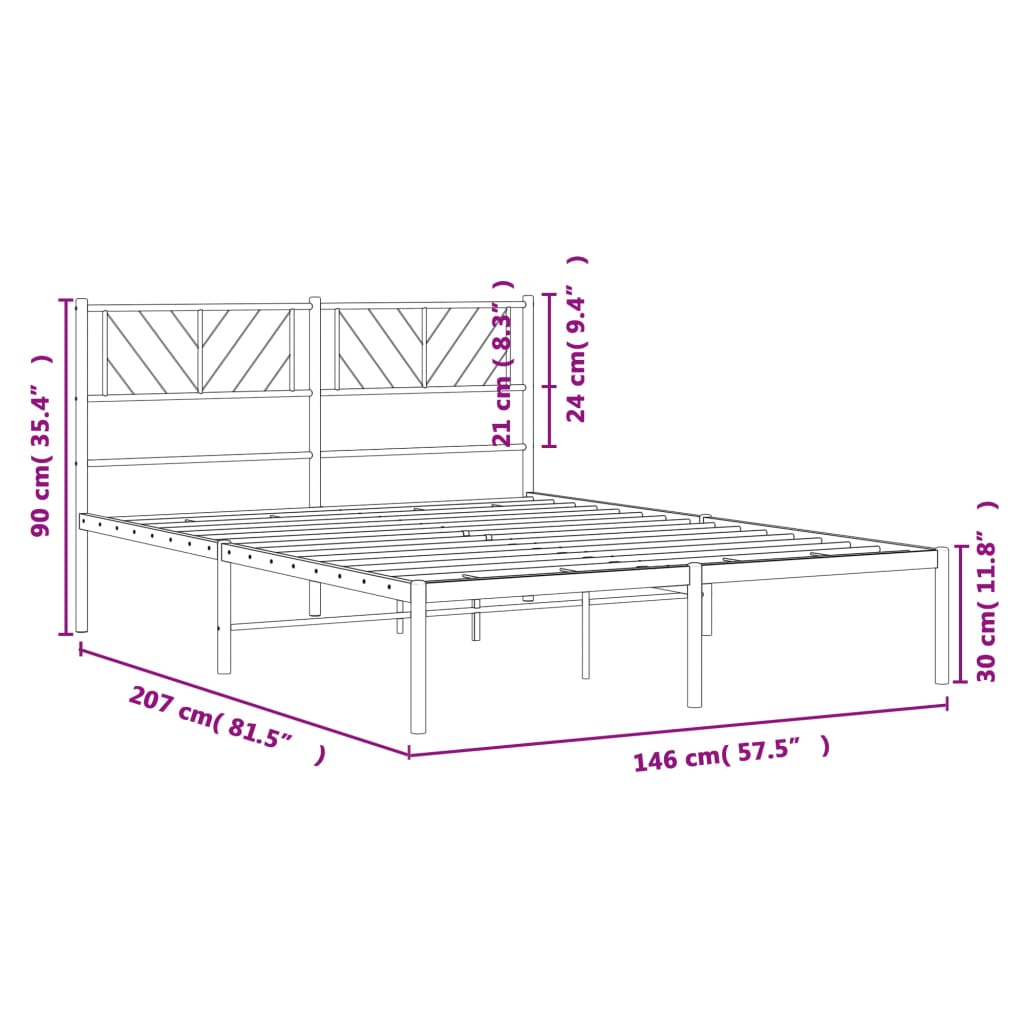 Bettgestell mit Kopfteil Metall Weiß 140x200 cm