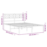 Bettgestell mit Kopfteil Metall Weiß 160x200 cm