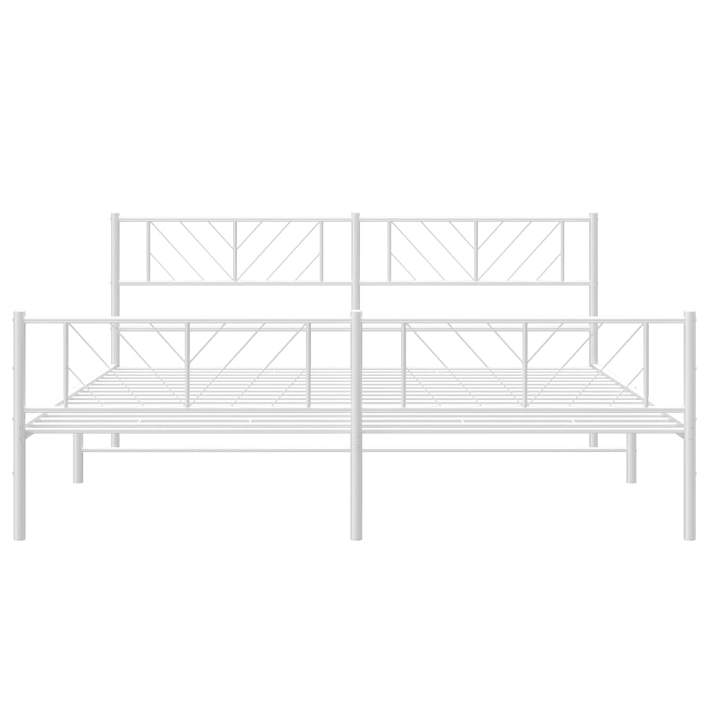 Bettgestell mit Kopf- und Fußteil Metall Weiß 200x200 cm