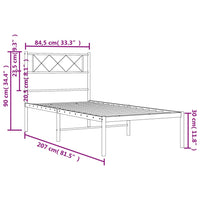 Bettgestell mit Kopfteil Metall Schwarz 80x200 cm