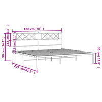 Bettgestell mit Kopfteil Metall Schwarz 193x203 cm