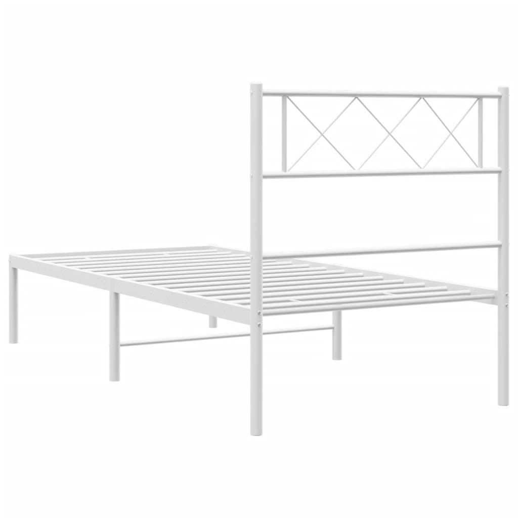 Metallbett ohne Matratze mit Kopfteil Weiß 75x190 cm