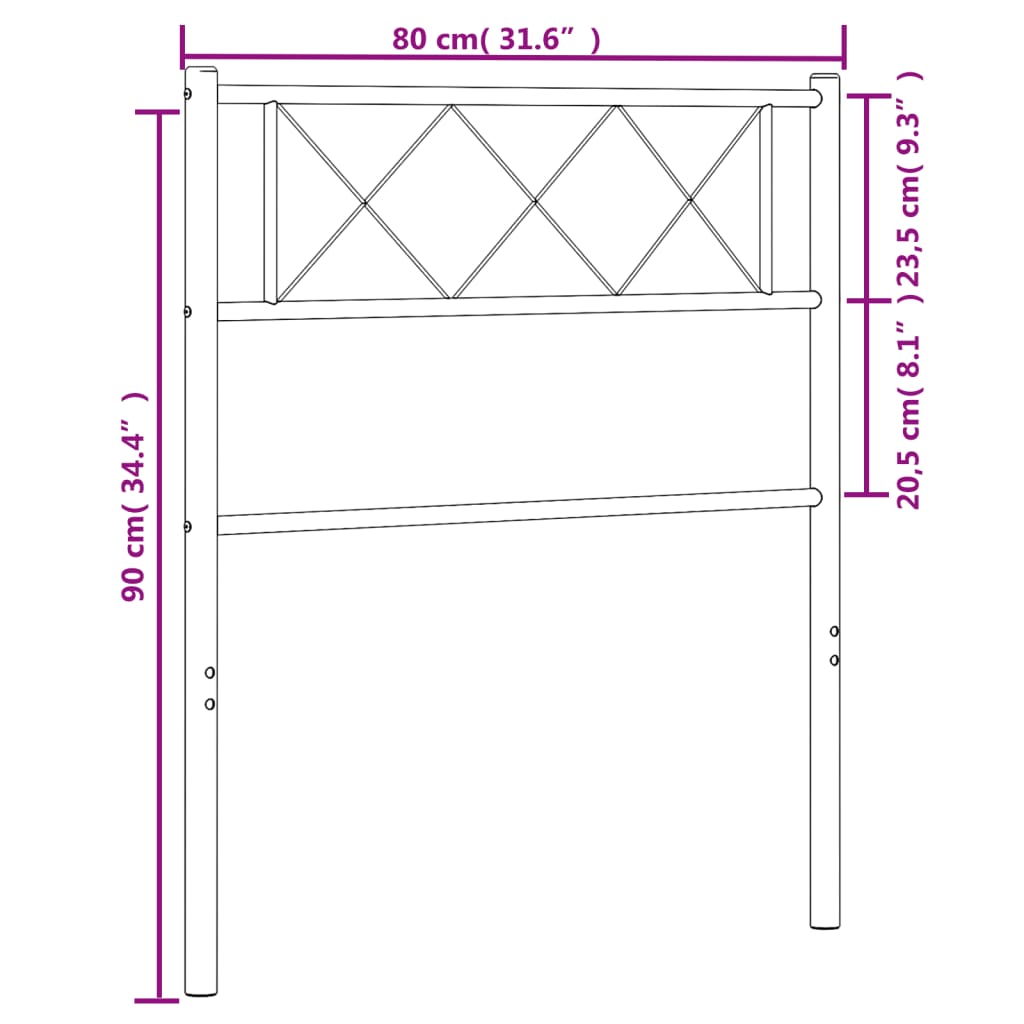 Kopfteil Metall Weiß 75 cm