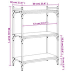 Bücherregal 3 Böden Räuchereiche 60x30x86 cm Holzwerkstoff