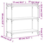 Bücherregal 3 Böden Schwarz 80x30x86 cm Holzwerkstoff