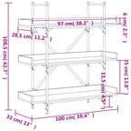Bücherregal 3 Böden Braun Eichen-Optik 100x33x108,5 cm
