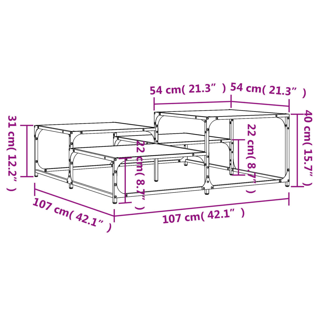 Couchtisch Sonoma-Eiche 107x107x40 cm Holzwerkstoff