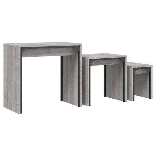 Satztische 3 Stk. Grau Sonoma Holzwerkstoff