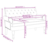 Sitzbank mit Rückenlehne Blau 120x62x75,5 cm Stoff