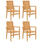 Gartenstühle 4 Stk. Stapelbar 56,5x57,5x91 cm Massivholz Teak