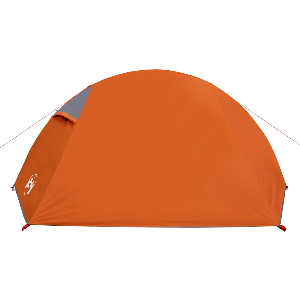 Kuppel-Campingzelt 2 Personen Grau und Orange Wasserdicht