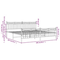 Bettgestell mit Kopf- und Fußteil Metall Schwarz 200x200 cm