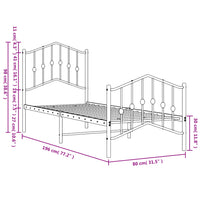 Bettgestell mit Kopf- und Fußteil Metall Schwarz 75x190 cm