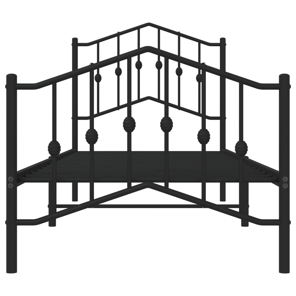 Bettgestell mit Kopf- und Fußteil Metall Schwarz 80x200 cm