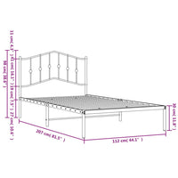 Bettgestell mit Kopfteil Metall Weiß 107x203 cm