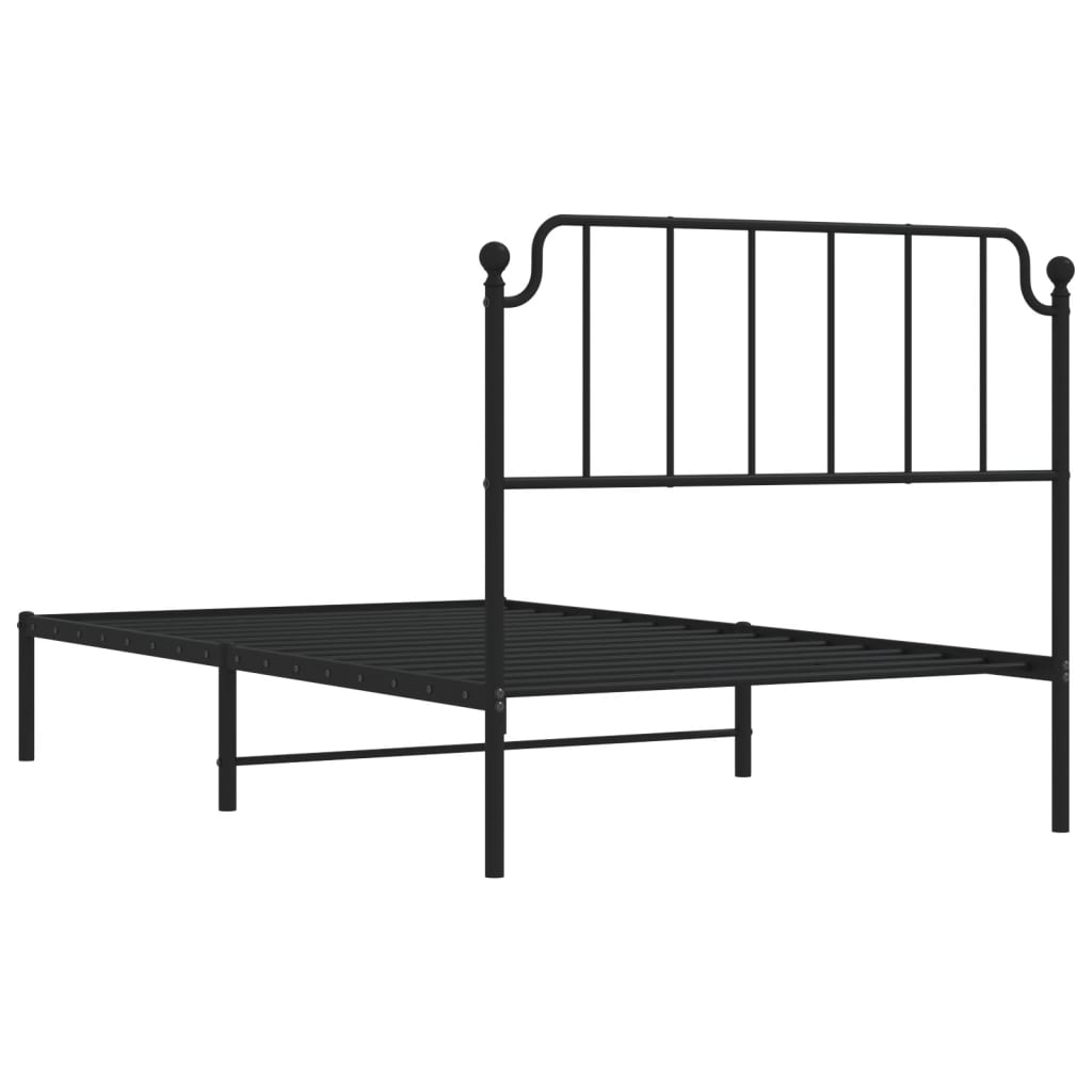 Bettgestell mit Kopfteil Metall Schwarz 107x203 cm