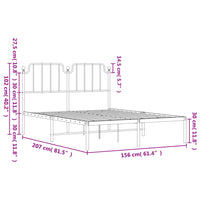 Bettgestell mit Kopfteil Metall Schwarz 150x200 cm