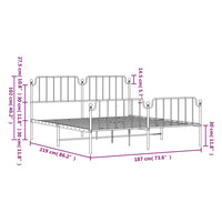 Bettgestell mit Kopf- und Fußteil Metall Schwarz 183x213 cm