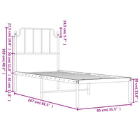 Bettgestell mit Kopfteil Metall Weiß 80x200 cm