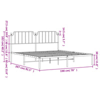 Bettgestell mit Kopfteil Metall Weiß 193x203 cm