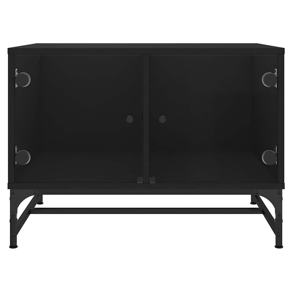 Couchtisch mit Glastüren Schwarz 68,5x50x50 cm