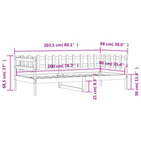 Tagesbett ohne Matratze Weiß 90x200 cm Massivholz Kiefer