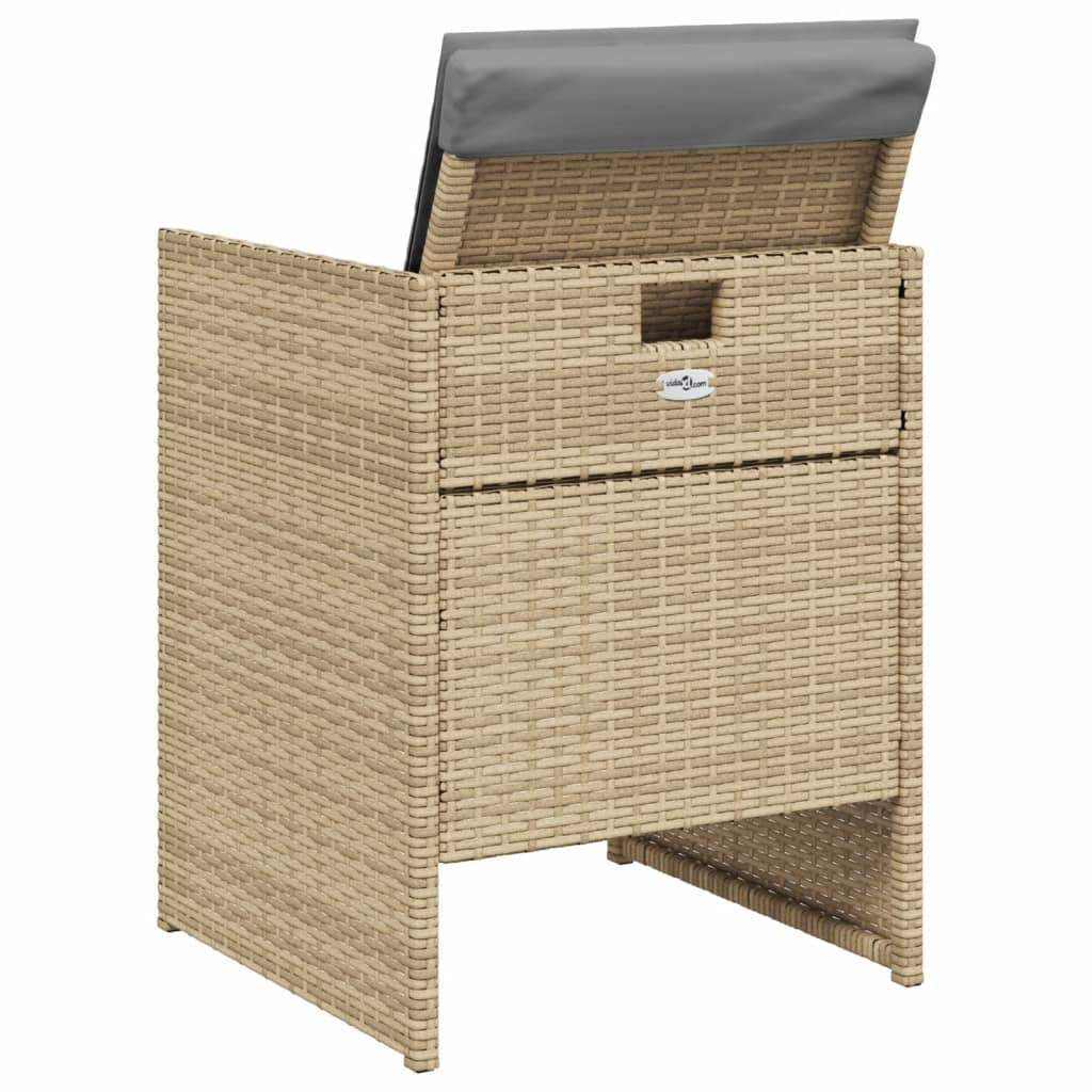 Gartenstühle mit Kissen 4 Stk. Beigemischung Poly Rattan