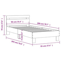 Bettgestell mit Kopfteil Schwarz 90x200 cm Holzwerkstoff