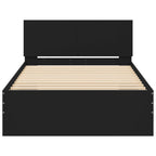 Bettgestell mit Kopfteil Schwarz 100x200 cm Holzwerkstoff
