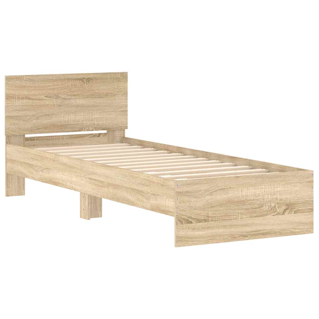 Bettgestell ohne Matratze mit Kopfteil Sonoma-Eiche 90x200 cm