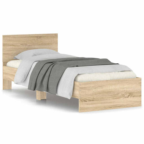 Bettgestell ohne Matratze mit Kopfteil Sonoma-Eiche 90x190 cm