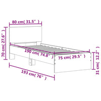 Bettgestell mit Kopfteil Schwarz 75x190 cm Holzwerkstoff