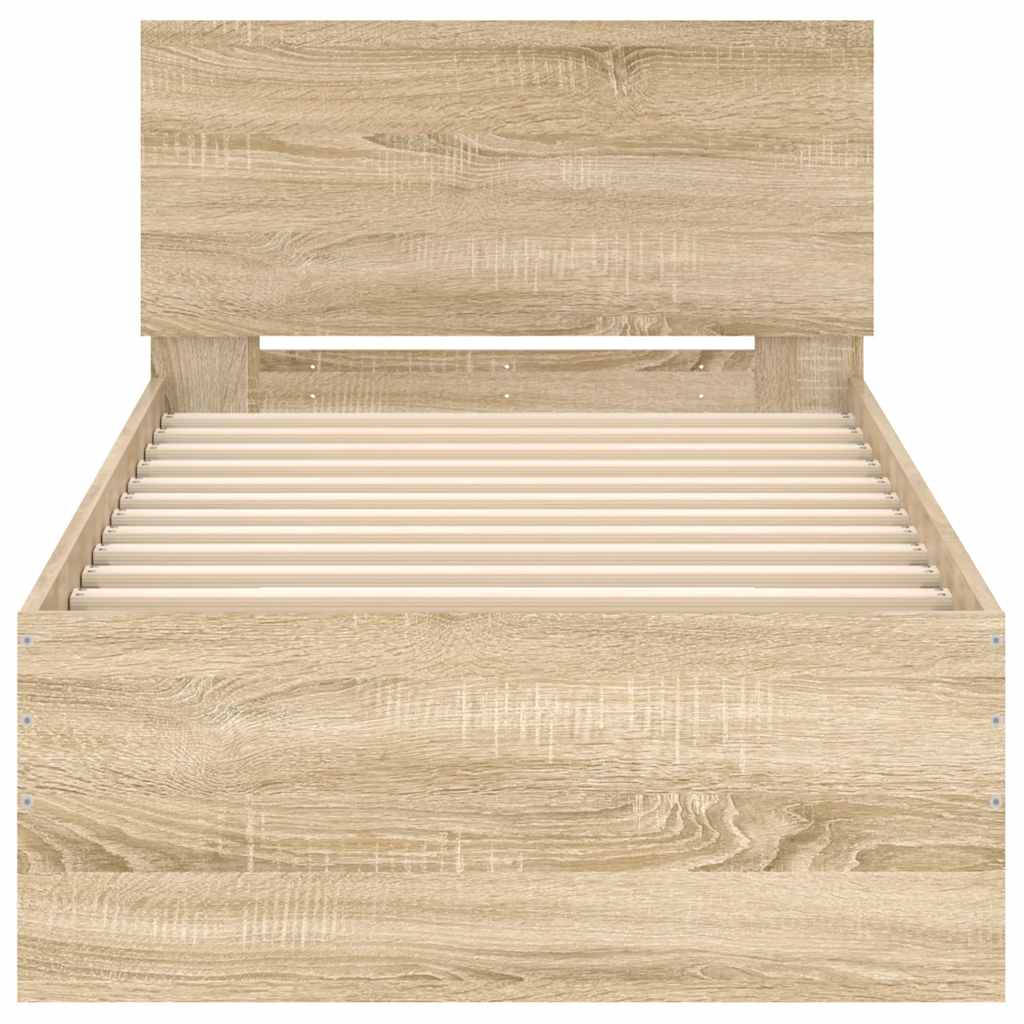 Bettgestell ohne Matratze mit Kopfteil Sonoma-Eiche 75x190 cm