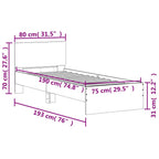 Bettgestell ohne Matratze mit Kopfteil Sonoma-Eiche 75x190 cm