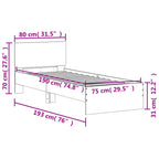 Bettgestell mit Kopfteil Grau Sonoma 75x190 cm Holzwerkstoff