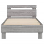 Bettgestell mit Kopfteil und LED-Leuchten Grau Sonoma 90x190 cm